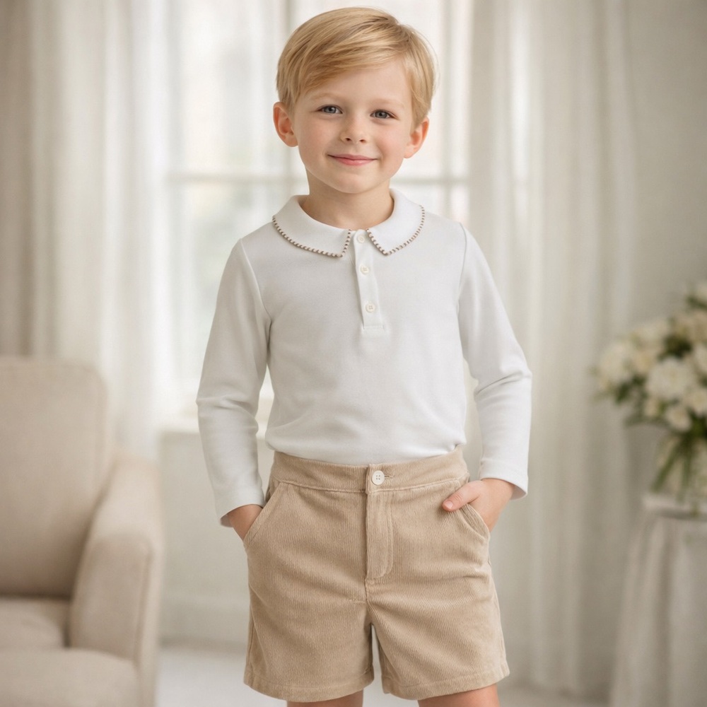 Edgehill Collection Boys 2-Piece Outfit Set Size 6Y Beige White New